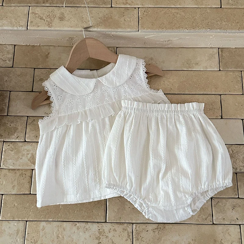 2026 New Summer Korean Style 0-3Yrs Children Clothes Set Short Sleeved Cotton Shirt+PP Shorts Toddler Baby Girl Clothes Suit