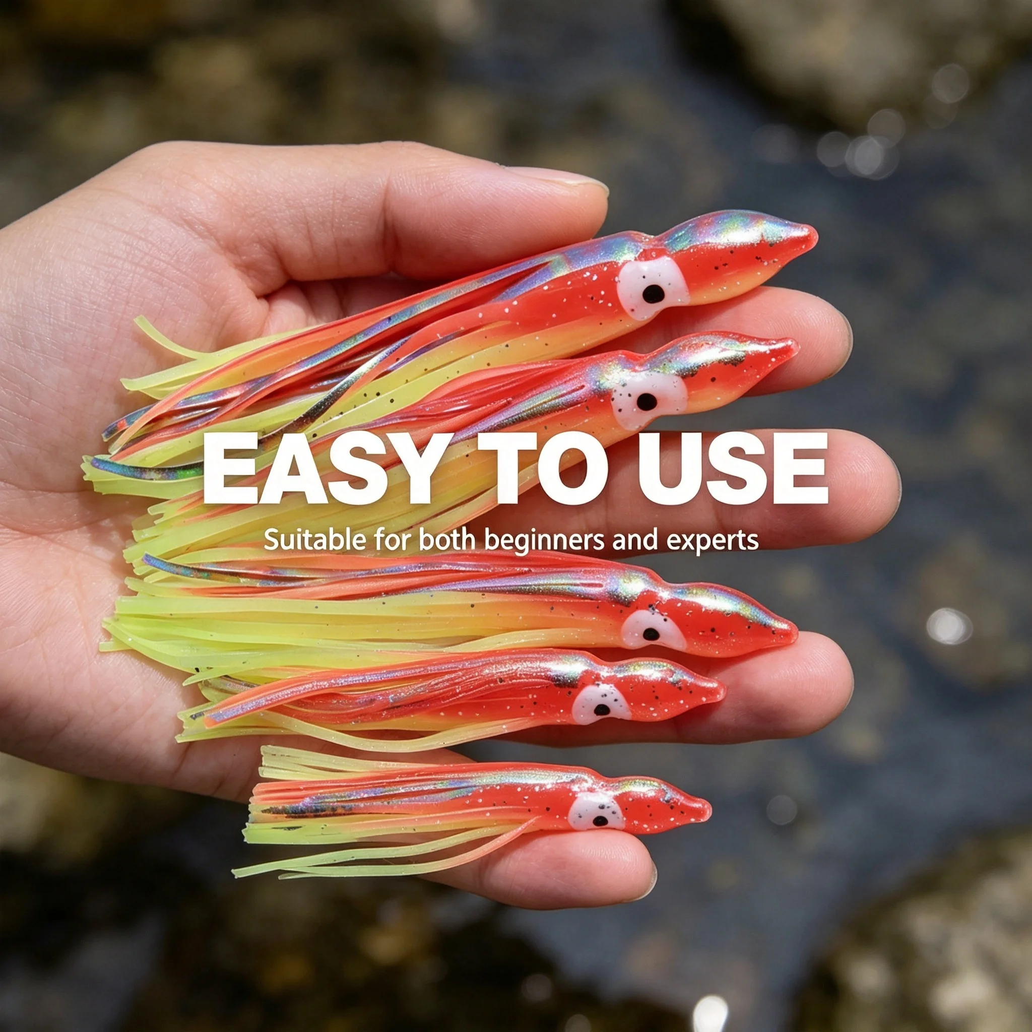 10Pcs Luminous Silicone Squid Skirt Octopus Bait for Saltwater Trolling Realistic Inshore Offshore Fishing Tackle