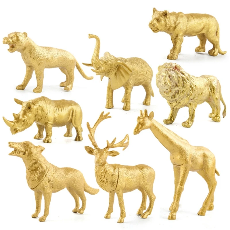 6/8/10/12 Pcs Plastic Golden Figures Simulation Model Statue Figurine Educational for Child Gift Drop shipping