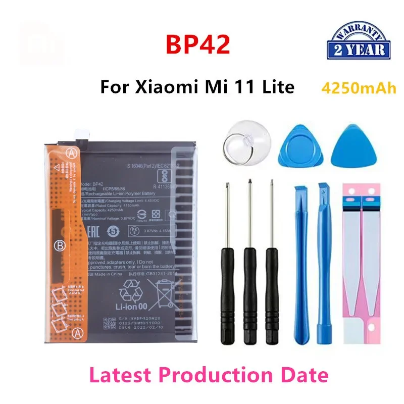 100% Orginal BP42  4250mAh Battery For Xiaomi  Mi 11 Lite High Quality Phone Replacement Batteries+Tools