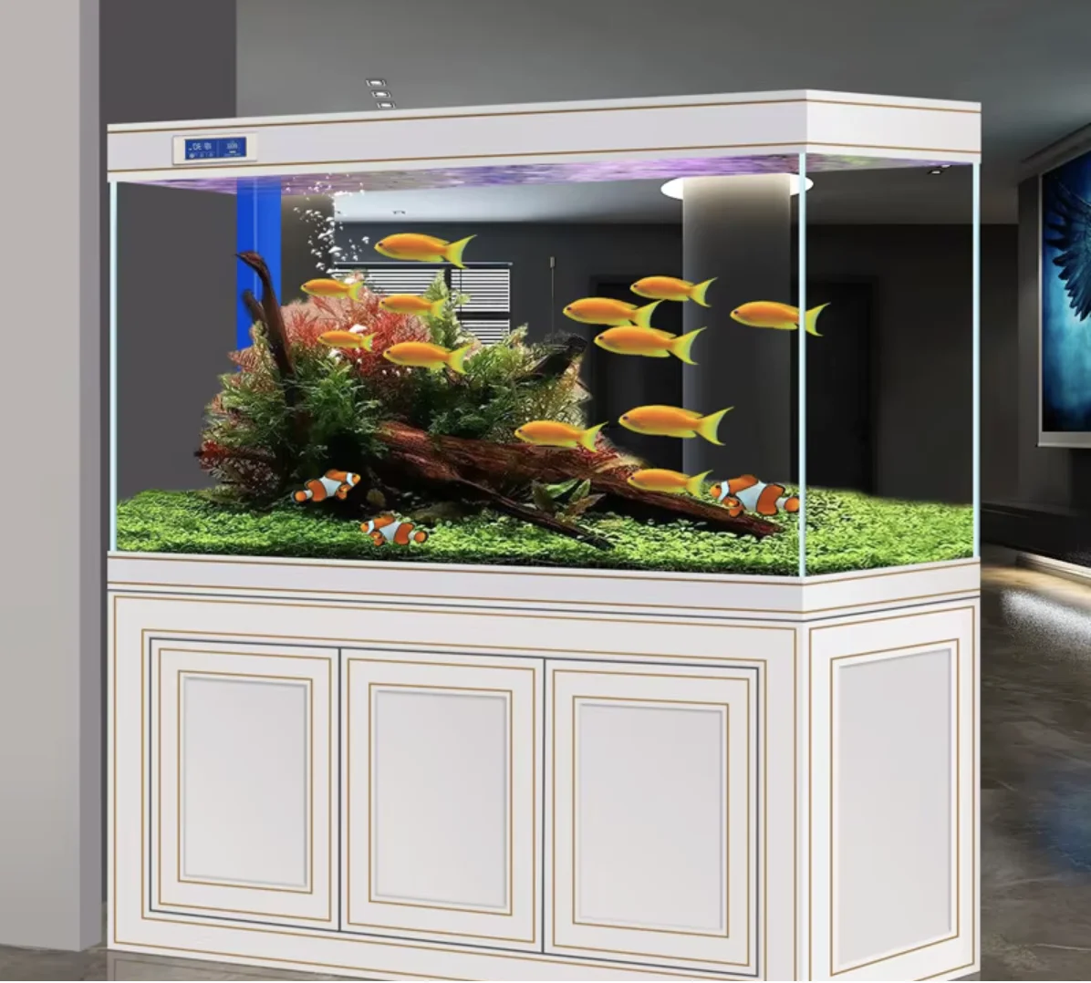 

Glass Aquarium With Bottom Filter Eco-friendly Fish Tank For Living Room/Office Partition
