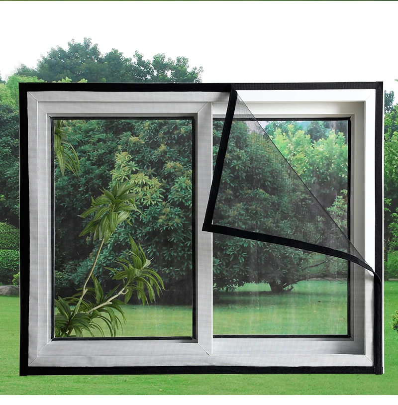 Selbstklebende, wiederverwendbare Moskitonetze für Fenster, Anti-Moskito-Fenstergitter, Tüll, im Sommer waschbares Netz, anpassbare Größe – Detail 7