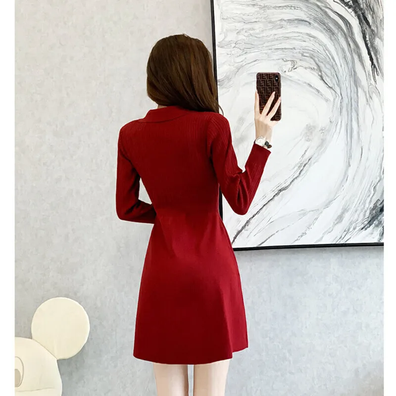 Autumn Women\'s Long Sleeved Dress High Quality Fashion Casual Commuter Knitted Dresses