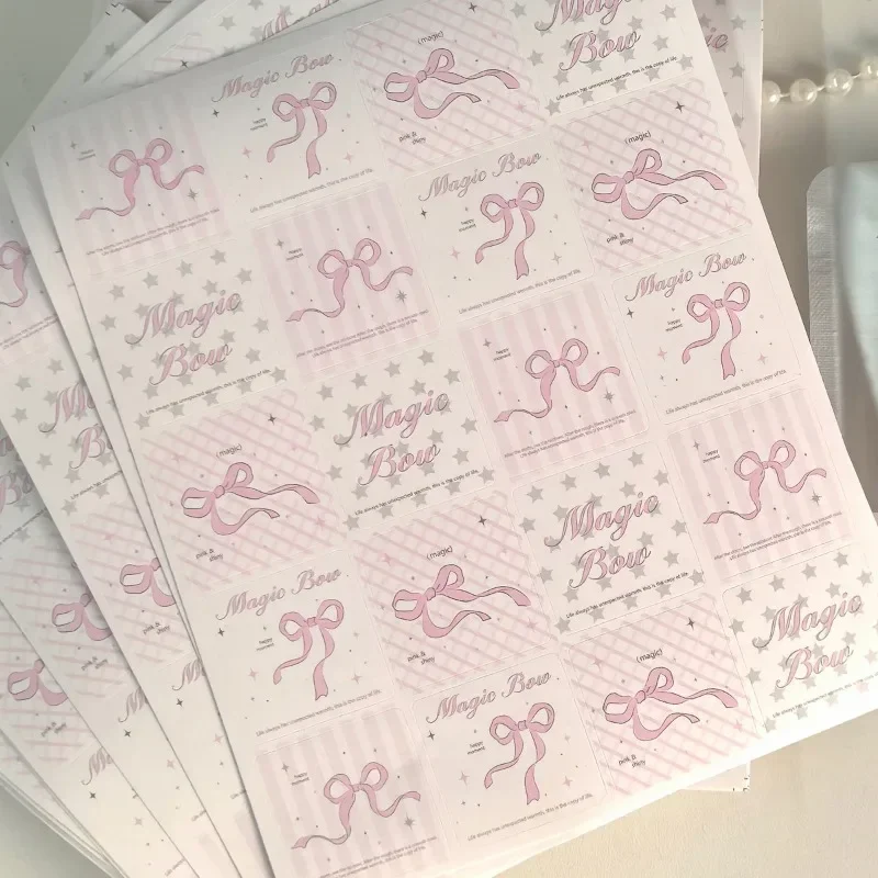 

5 sheets Ballet Style Decorative Stickers Bow Self Adhesive Label High Aesthetic Scrapbook DIY Packaging Sealing Stickers