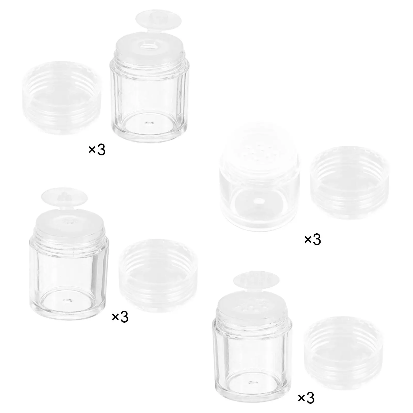 3 Pieces Empty Cosmetic Container Multifunctional Transparent with Lid 5ml