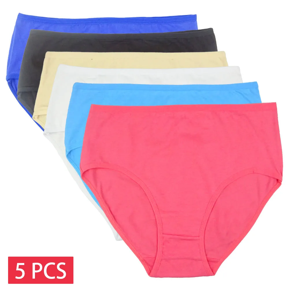 5 Pcs/Set Plus Size Underwear Women's Panties Cotton Girl Briefs Sexy Lingeries Underpant Solid Pant