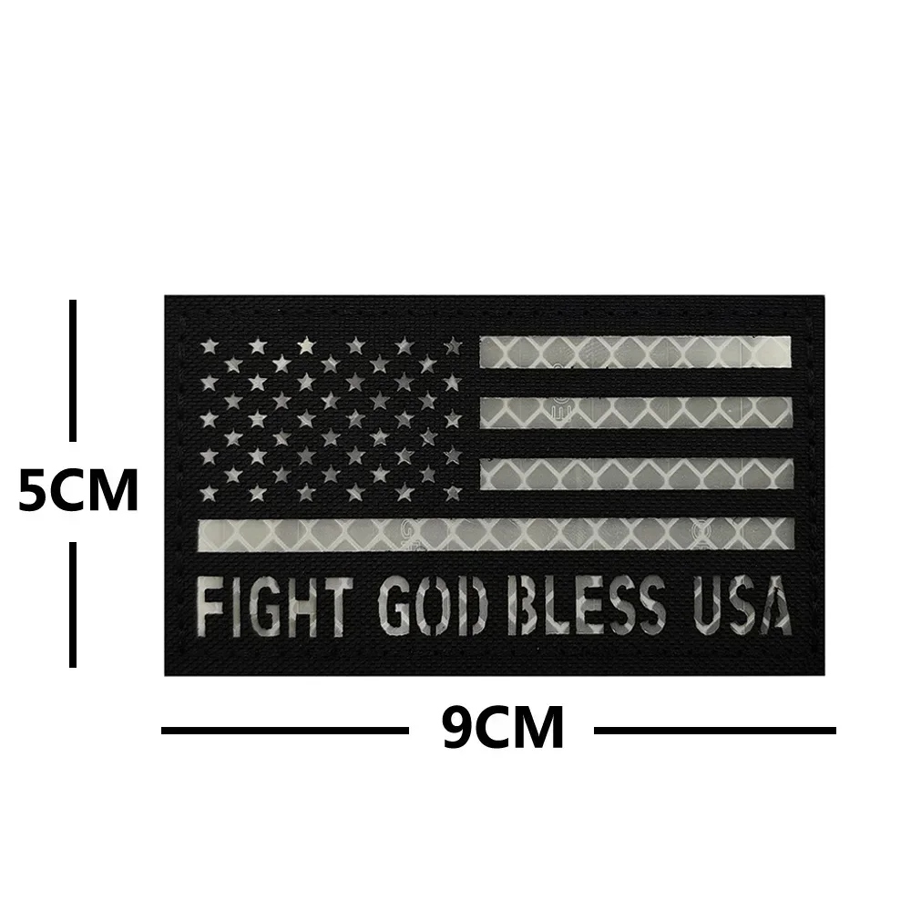 FIGHT GOD BLESS TRUMP BLESS USA infrarossi IR riflettente stati uniti bandiera americana Patch distintivo tattico fibbia a spalla USA