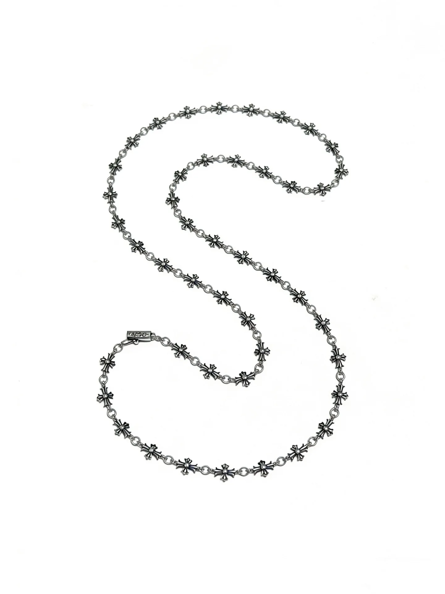

S925 sterling silver retro old cross necklace male personality European and American style versatile couple silver sweater chain