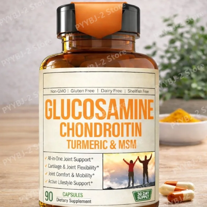 

Glucosamine Chondroitin Capsules with Glucosamine Sulfate 1500mg and MSM Support Cartilage Joint Daily Health 90count Per Bottle