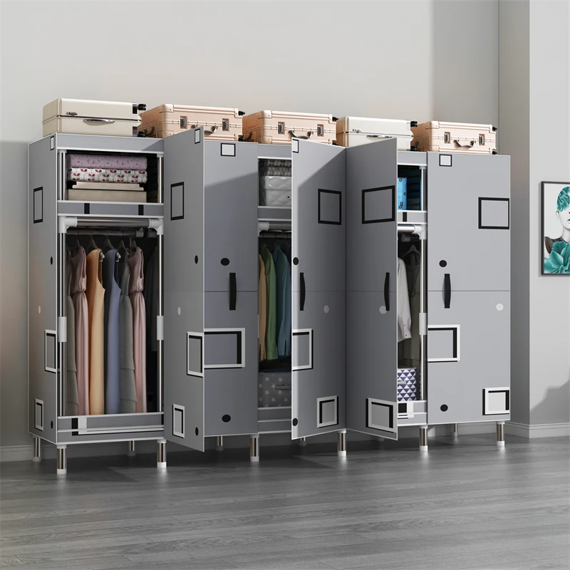 Detachable 5 Door Bedroom Wardrobe Design Factory Portable Board Thicken Steel Clothes Closet Wardrobes