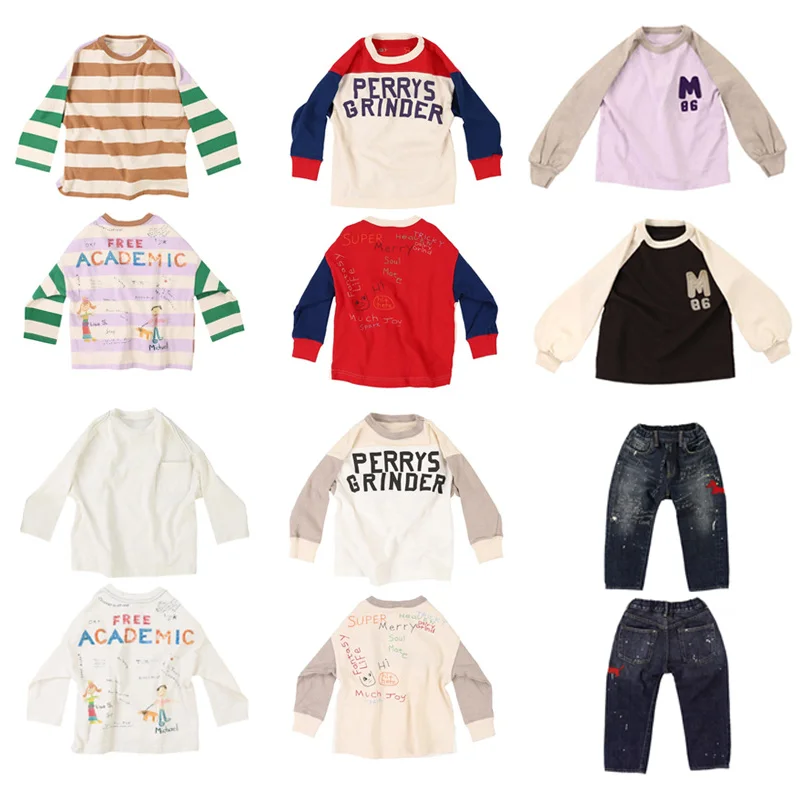 Pre-sale(Ship in October) 2024  Autumn Kids Clothes Baby Boys Pants Cotton Baby Girls Shirts for Kids Toddler Girls Letter Shirt