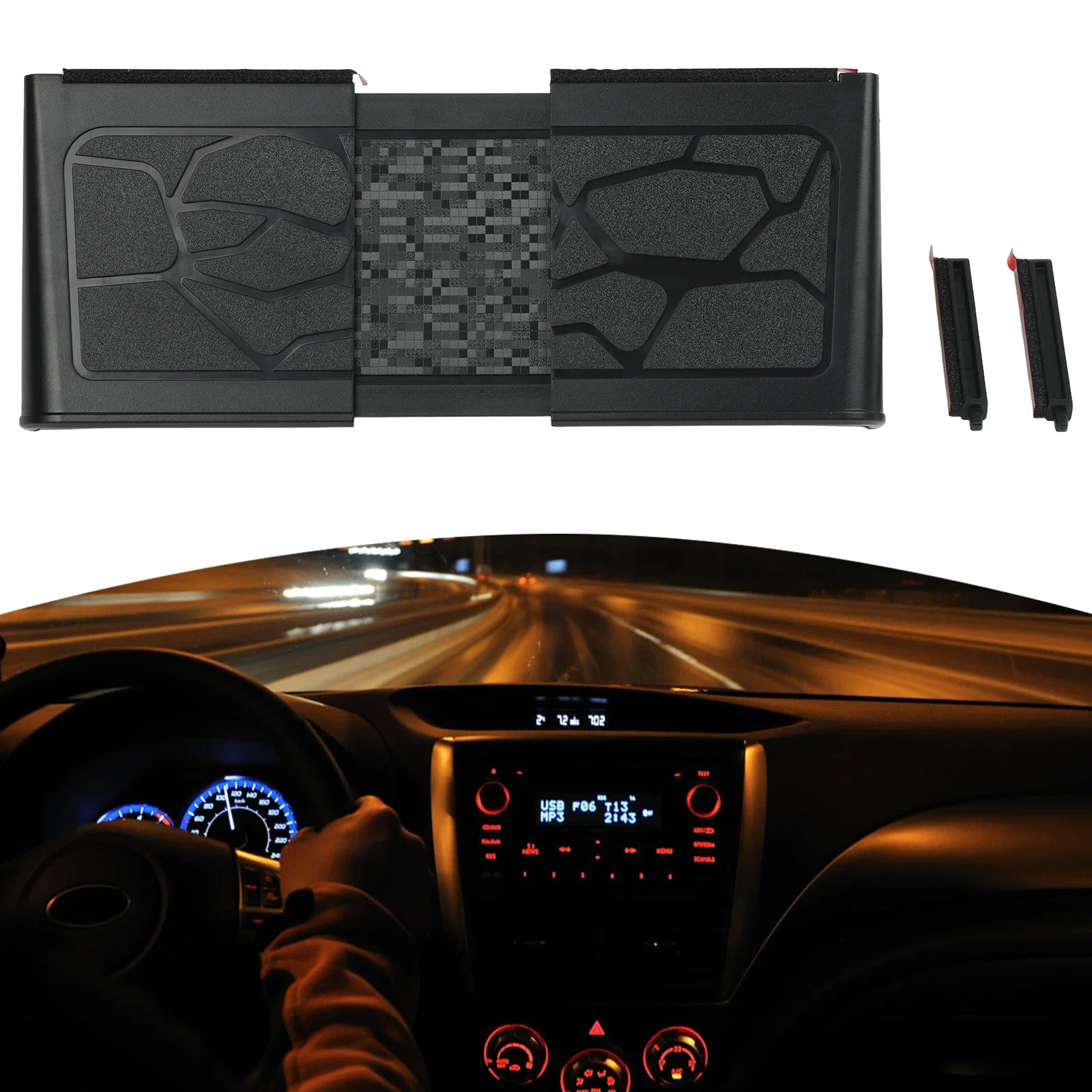 Tension Fit Sunshade Visor Enhancing Visibility of Vehicle Navigation Systems Sized Between Seven and Twelve Inches