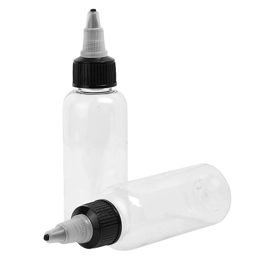 

10pcs 60Ml Empty Ink Bottles Transparent Durable Lightweight Pigment Storage For Tattoo Artists Leakproof Design Plastic Bottle