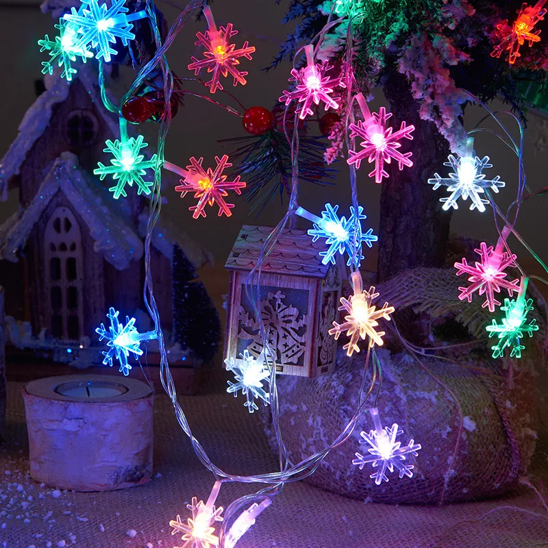 Snowflake LED String Light para Home Decor, Fairy Warm White Guirlanda, Luzes de Natal, Decoração do casamento