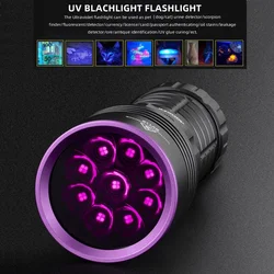 Linterna UV recargable de alta potencia con LED 365 nm