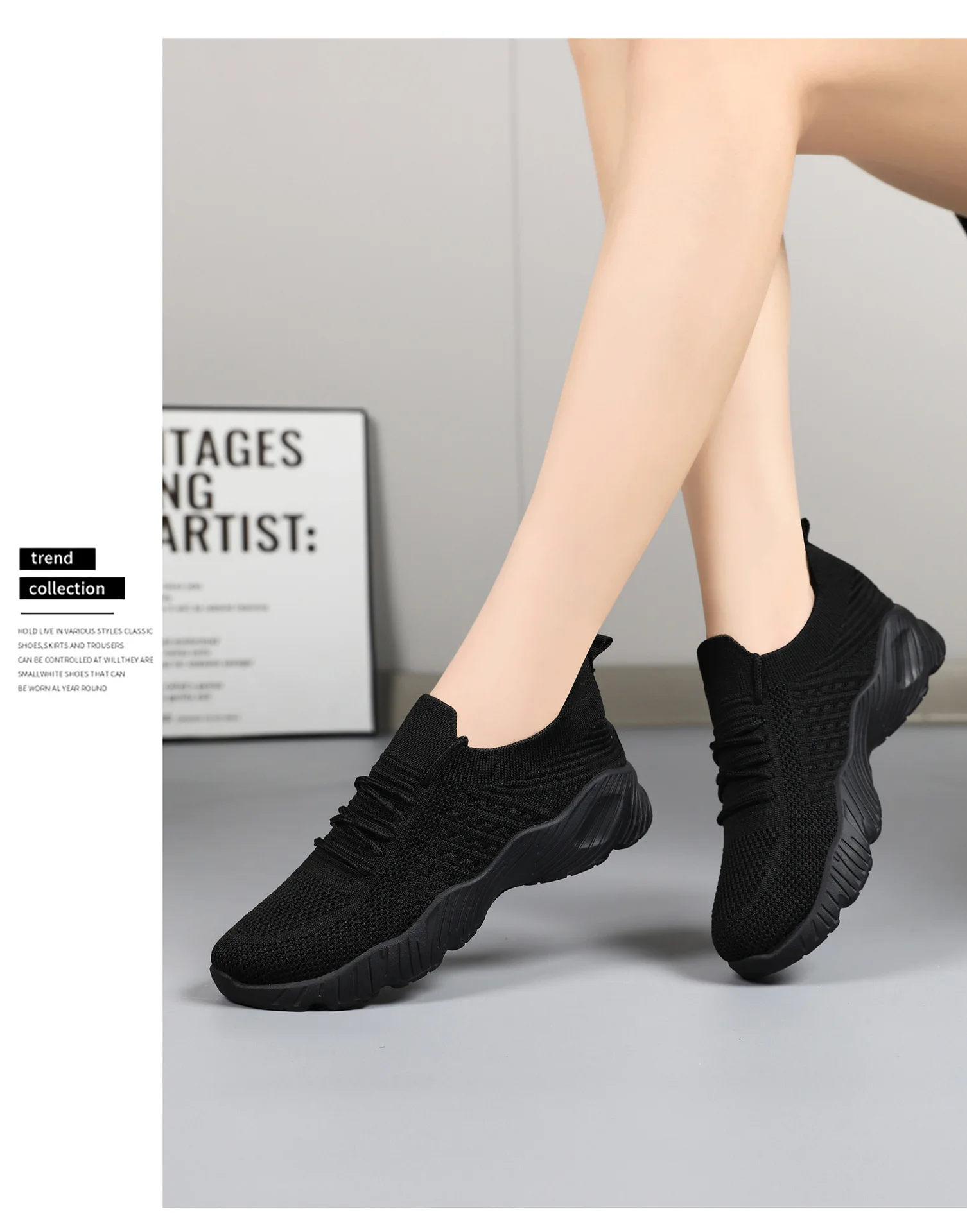 Atmungsaktive Damen-Sneaker aus Flying Weave, leichte, weiche Sohle, für ältere Menschen, Mutter, Wanderschuhe, Sommer-Mesh, rutschfeste, lässige Sportschuhe – Detail 33