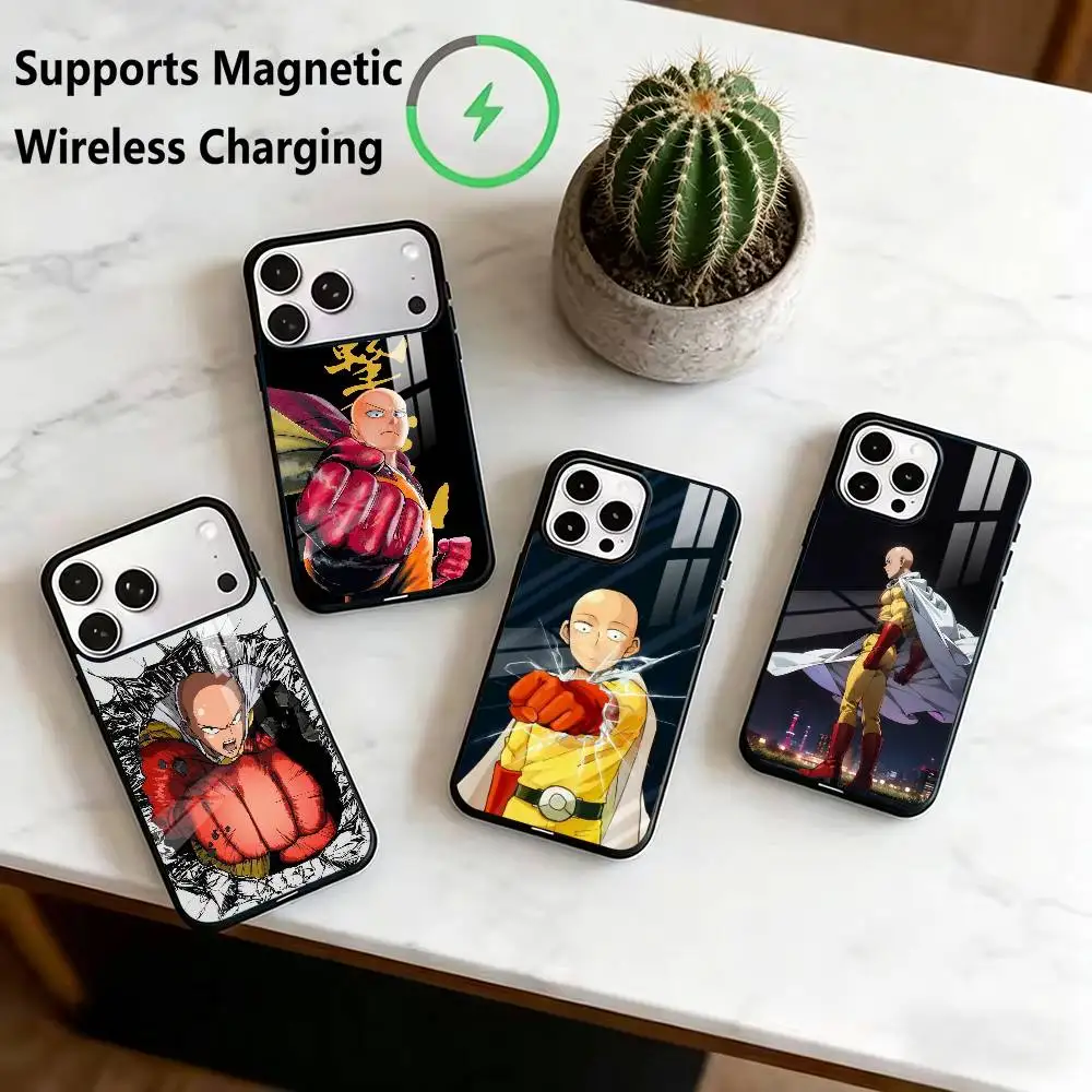 O-One-Punch Man Phone Case For iPhone17,16,15,14,13,12,11 Plus,Pro Compatible with magnetic wireless charging
