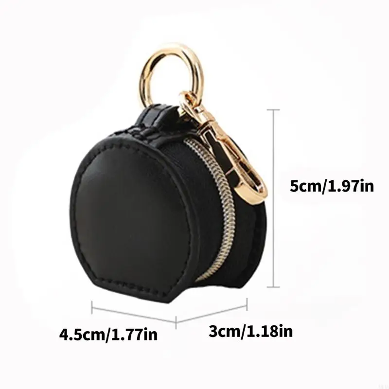 P88A Mini Keychain Jewelry Box مع Zipper Closure Pu Leather Ring Keyring
