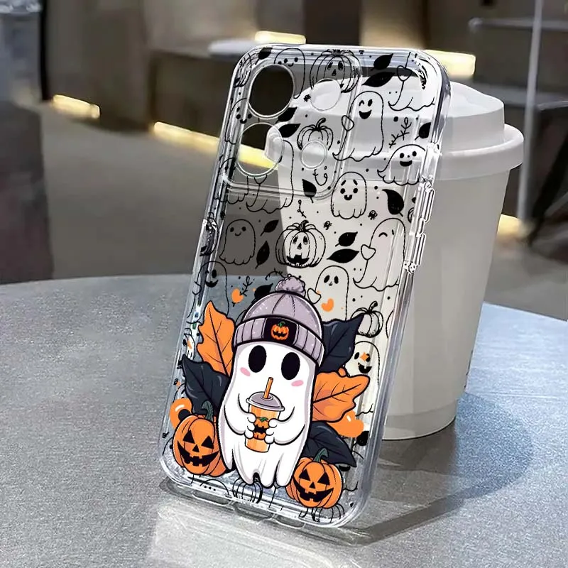 

Halloween Ghost Anime For Xiaomi Redmi Note 8 8T 9 9T 11E 12 13 14 Pro Plus Turbo 5G Fashion TPU Transparent Phone Case