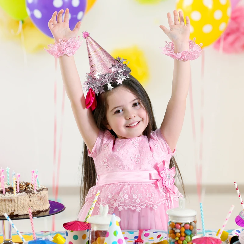 Kinder Geburtstag Party Hut Papier Krone Kappen für 1. Junge Mädchen Geburtstag Party Dekoration Lieferungen Foto Requisiten Gold Silber Rosa – Detail 1