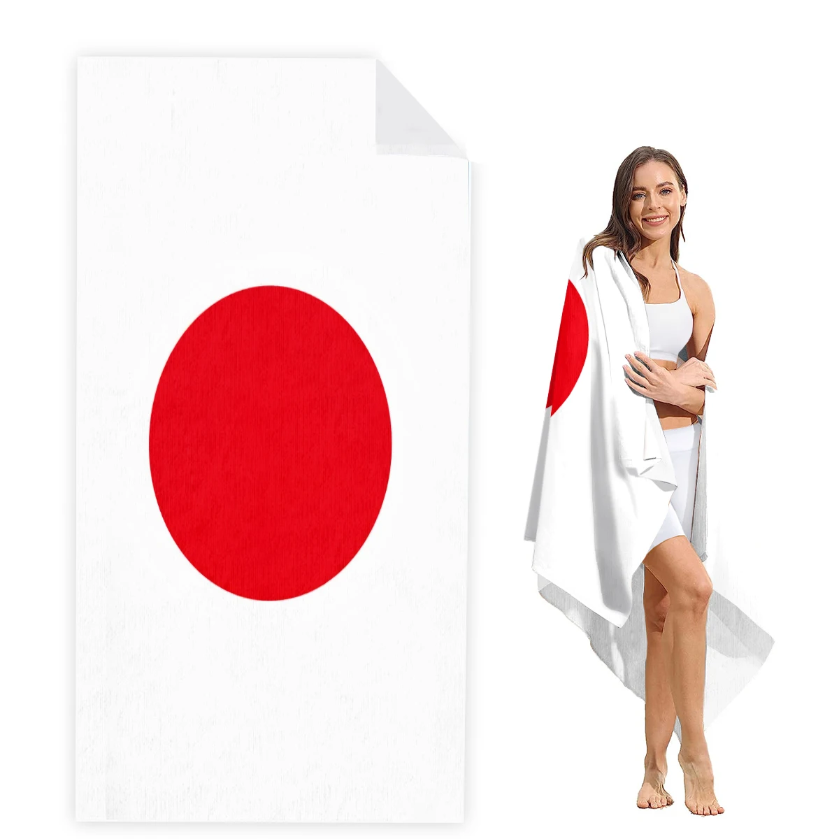 

Japan Flag Beach Towel Oversized, Super Absorbent Sand Free Thick Microfiber Beach Towel,Beach Towels for Kids,Men,Women