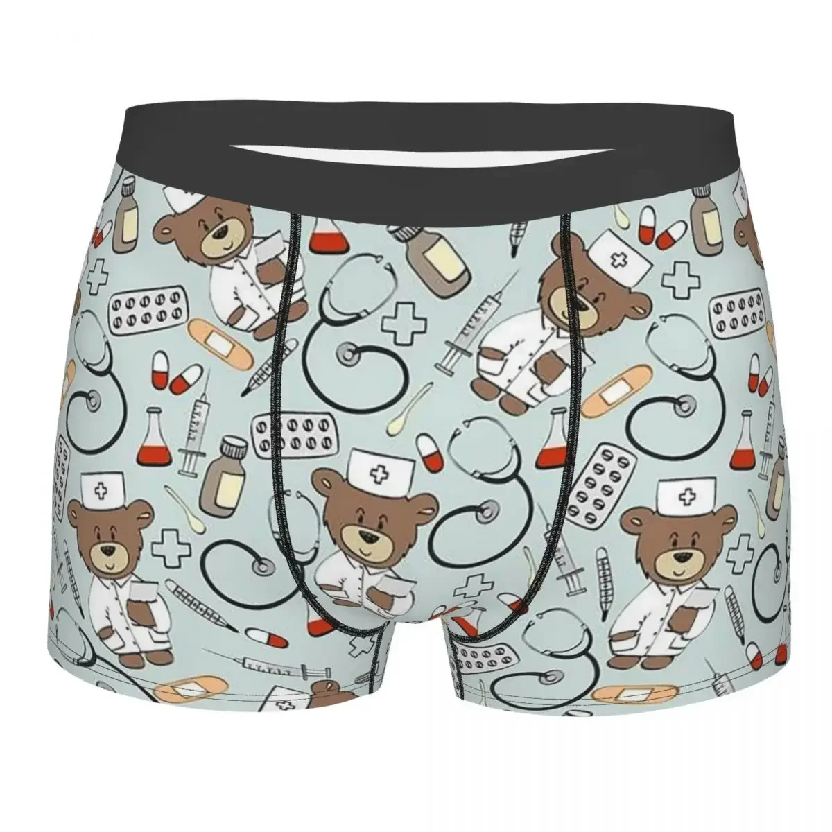 Custom Nurse Pattern With Bear Boxers Shorts Men Health Care Nursing Briefs Underwear Funny Underpants