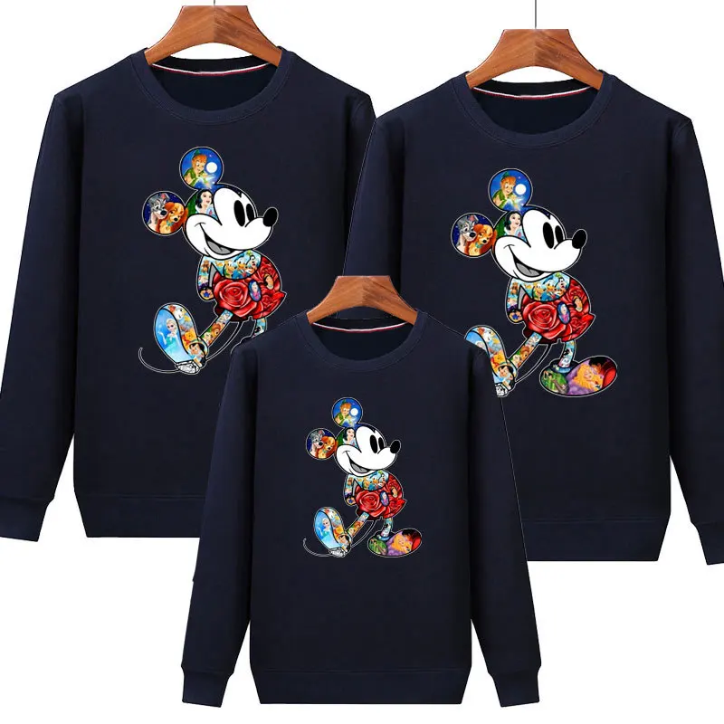 

Autumn And Winter Casual Soft Long Sleeved Cartoon Cute Printed Mickey Parent-child Hoodie For A Family Of Three Or Four