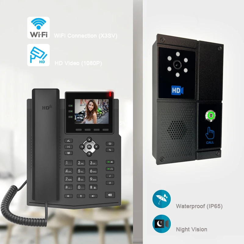 Smart Network SIP Video Intercom Access Control System WIFI Function Display Telephone Landline IP Waterproof Phone EU Plug