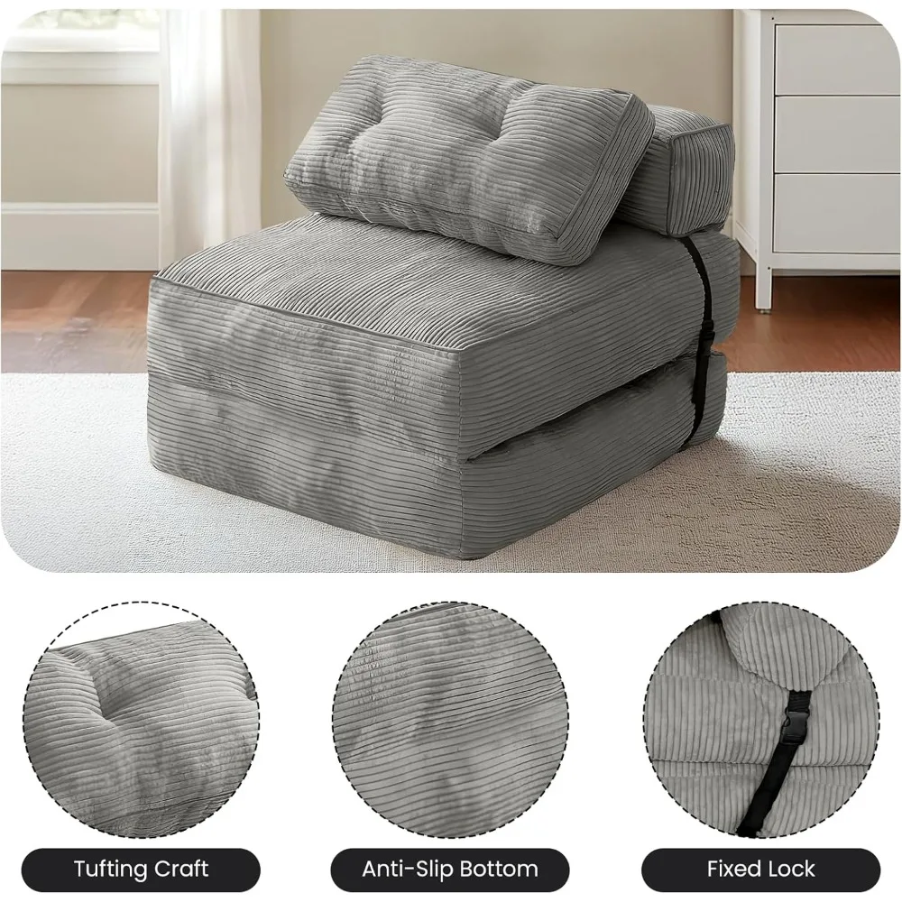 Sofá cama plegable, sillón convertible con almohada y respaldo, colchón plegable, sofá que ahorra espacio para la sala de estar
