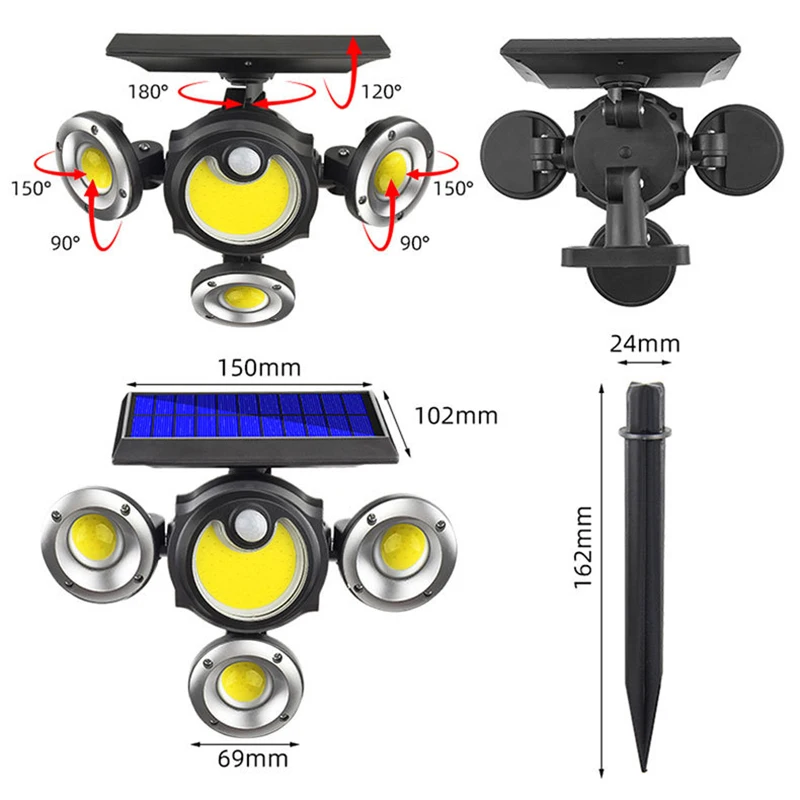 Lampu taman luar ruangan, lampu dinding taman, lampu lantai, Sensor gerak tahan air, lampu jalan tenaga surya