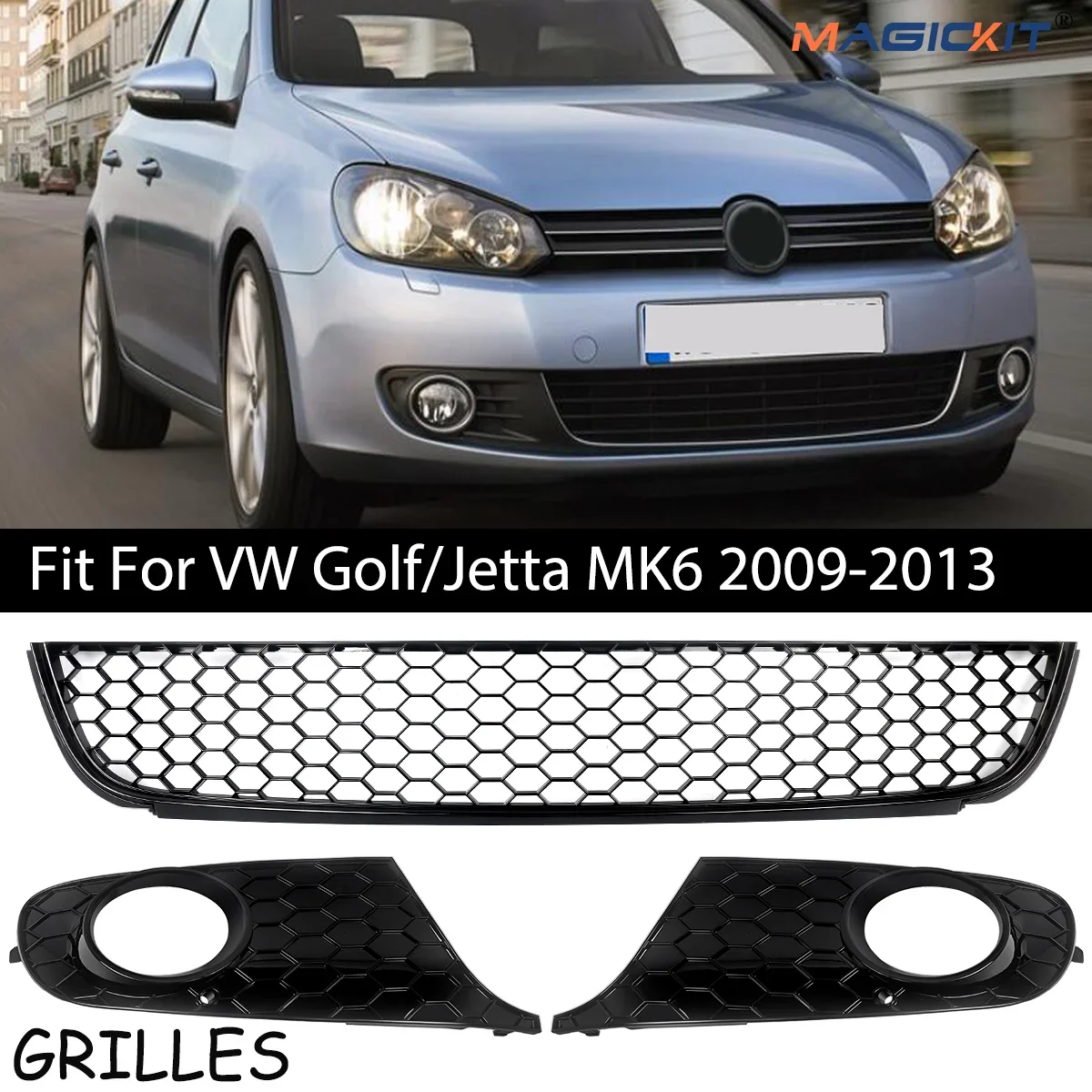 

For 2009-2013 Volkswagen Golf MK6/Jetta SportWagen MK6 Front Lower Grille Black ABS Painted Car Accessories