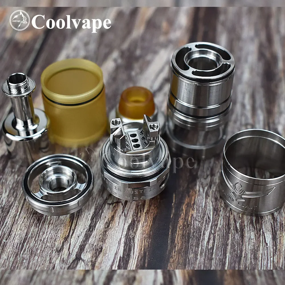 WOLFCOOLVAPE RTA Serbatoio Vapor Giant V6S 2020 Edition 23mm 5.5ml 7ml Sistema Topfill Flusso d'aria regolabile Atomizzatore a bobina singola