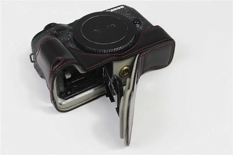 Camera Video Bag PU Leather Case Half Body Base Protector for Canon EOS M6 Mark II M6 II M6II Protective Opening Bottom Cover