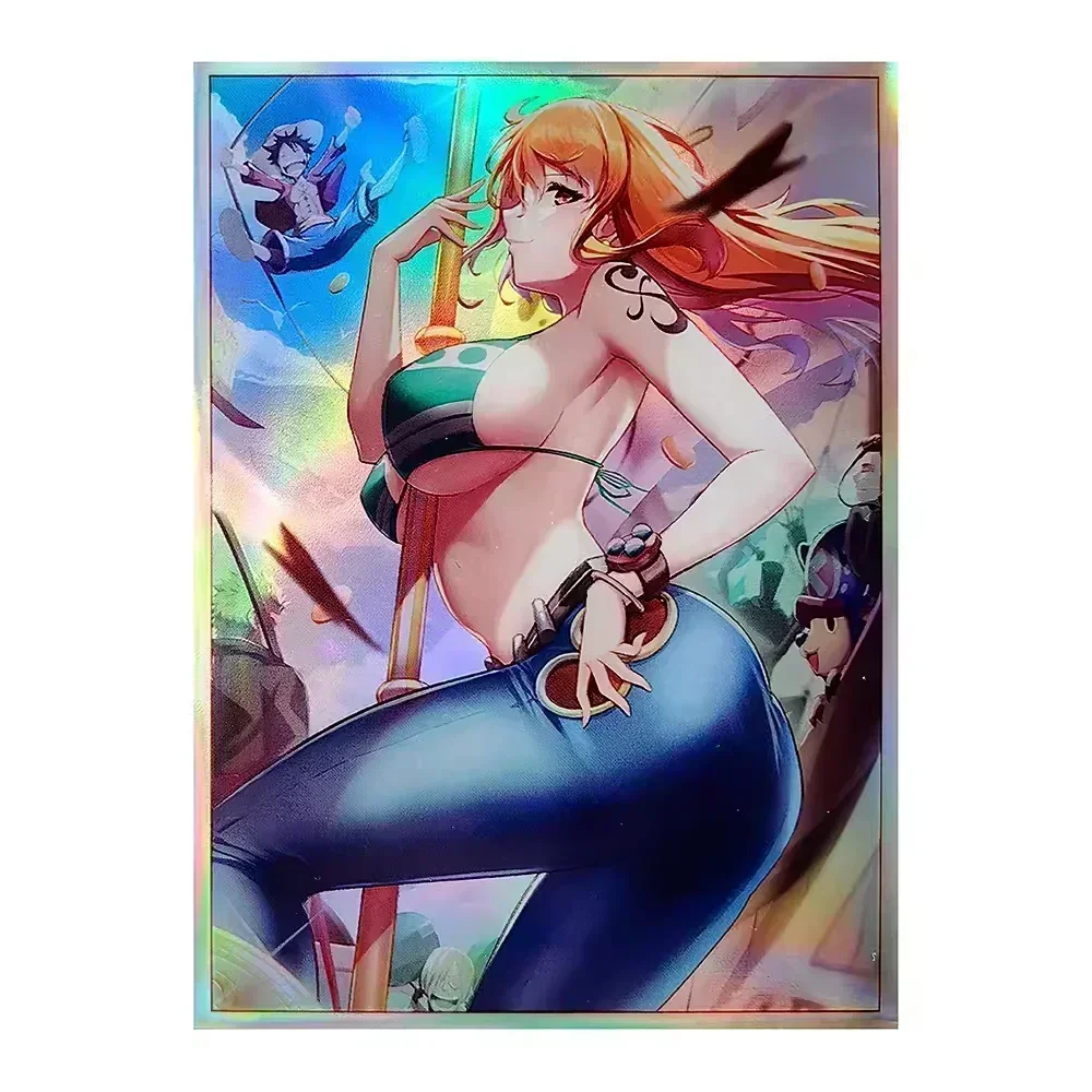 ONE PIECE 60PCS Nami Cards Sleeve Holographic Anime OPCG Foil Trading Card Protectors Shield Outer Cover Magic MTG/PKM 67x92mm