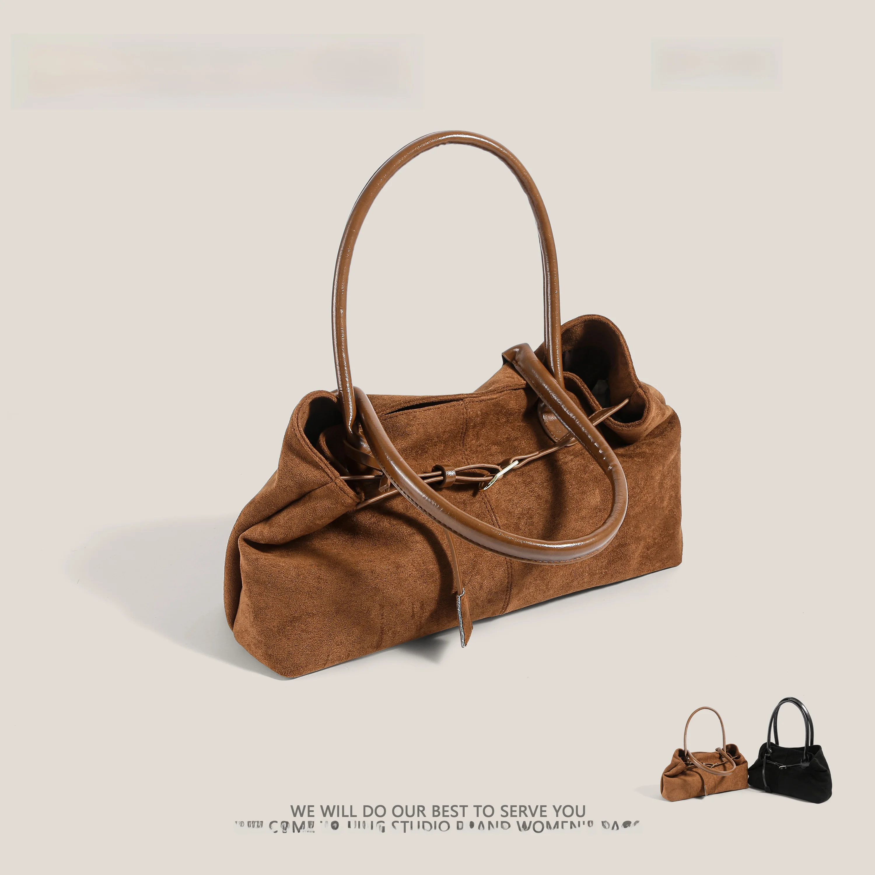 

Autumn Winter Women's Suede Underarm Tote Bag Large Capaci Commuter Bag Handbag Retro Trendy 2025 New Sle Soft Leather