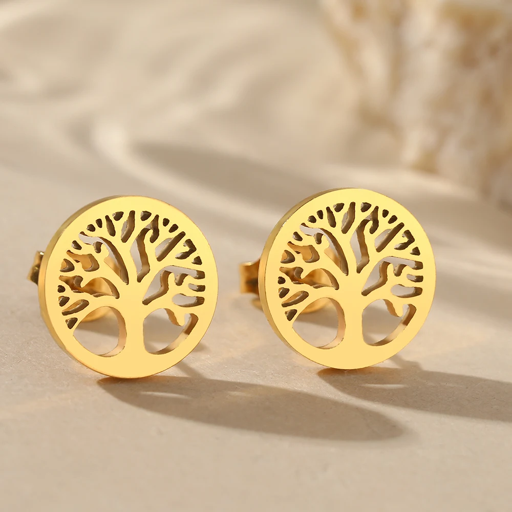 Stainless Steel Earrings Personality Design Small Fashion Simple Design Hollowed Out Symmetrical Earrings Banquet Texture Gifts