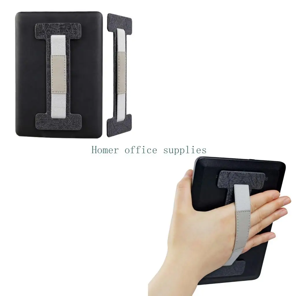 K43B One-handed Operation Leather Belt Holder Stand Security Hand Strap Holder Finger Grip Universal for Tablets