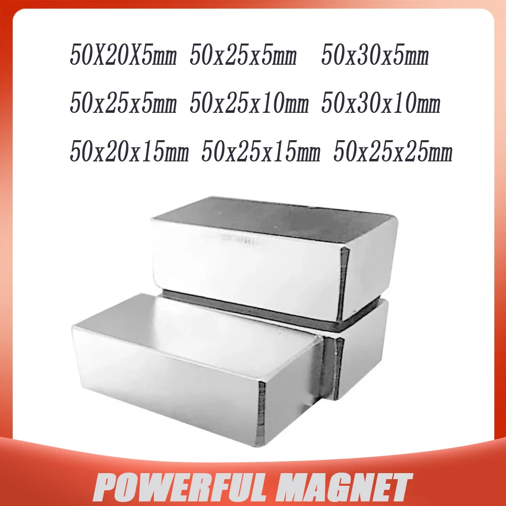 50x25x15MM Cuboid Block Magnet 50x25x10 Thick Quadrate Permanent Magnets 50*20*15 Block Strong Magnets 50*25*25 50x30x10 50x20x5