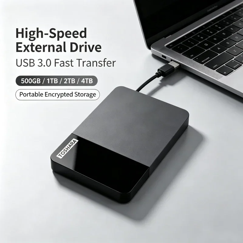 Portable Encrypted External Hard Drive Large Capacity 500GB 1TB 2TB 4TB USB3.0 Office File Backup Hard Disk For Desktop Laptop