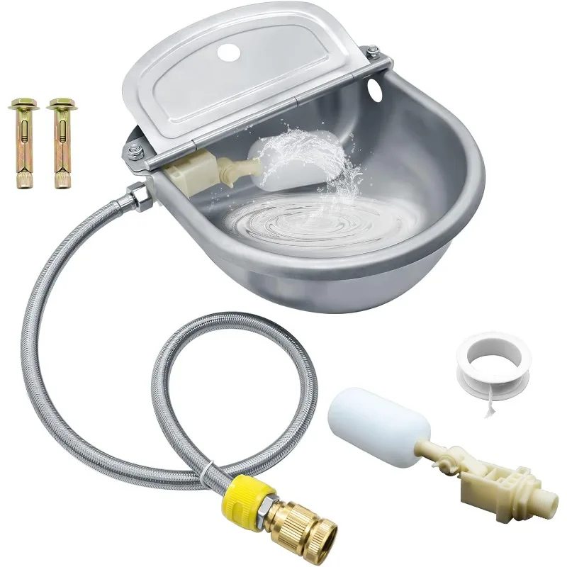 

Automatic Animal Drinking Water Bowl Stainless Steel Waterer for Dog Horse Goat Pig Cow Livestock Water Trough Dispenser