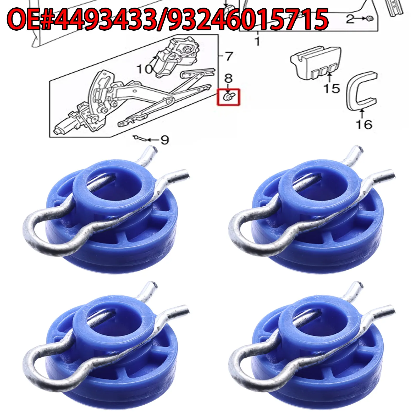 4493433 9152606 Power Window Regulator Roller Retainer Clips, Window Sliding Pivot Clip for Saab 900 9-3 9-5 Volvo 850 S70 V70