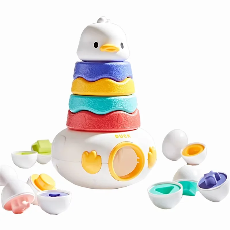 Baby For 0-12 Months Tumbler Duck With Stackable Shapes Storage And Parent-Child Interactive Games