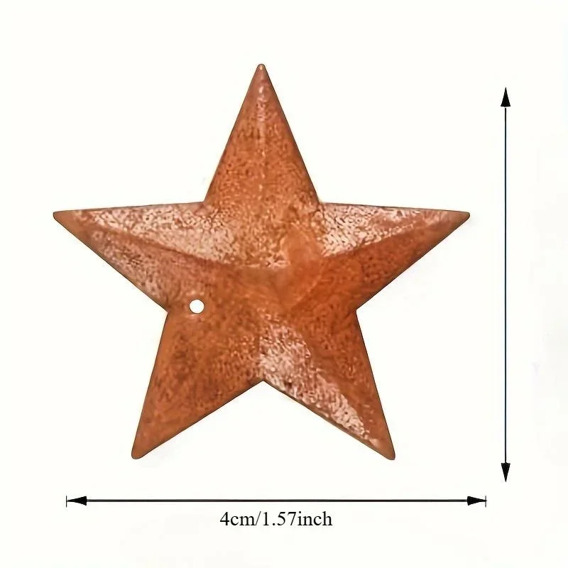 100pcs Rusted Tin Vine Micro Barn Star with Hole and Hollow Back Decoration and Finishing Eid Al-Adha Mubarak