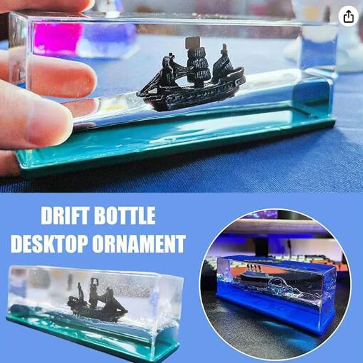 Creative Pirate ship Cruise Ship Fluid Drift Bottle Unsinkable Cruise Ship Toy Boat Cruise Model Living Room Decor Gifts