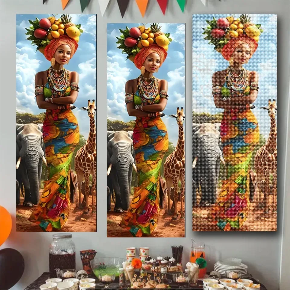 

Яркие примитивные племена африканских женщин кошка DIY алмазная живопись современный большой размер искусство Алмазная мозаика вышивка крестиком домашний декор