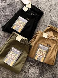 2024 Spring and Autumn New American Retro Heavyweight Chino Cargo Pants Men's Simple 100% Cotton Washed Straight Casual Trousers