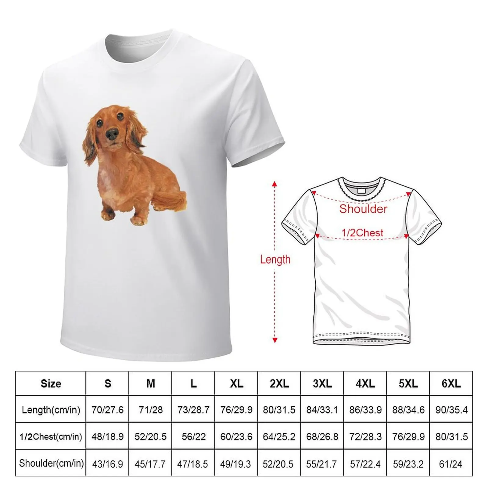 Cute Long Haired Dachshund Painting T-Shirt blanks for a boy summer top mens funny t shirts