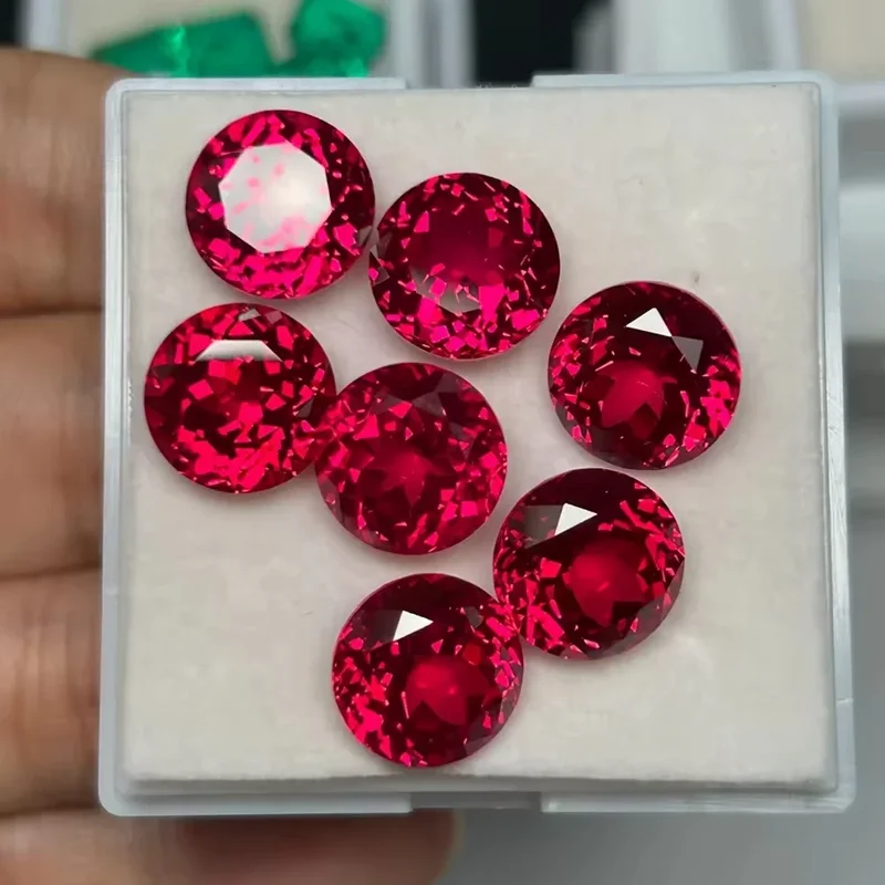 

New Premium Red Ruby Gem Round Faceted Cut AAAA+ Test Mohs Hardness Gems for Jewelry Making/Collection/Gift DIY Stone