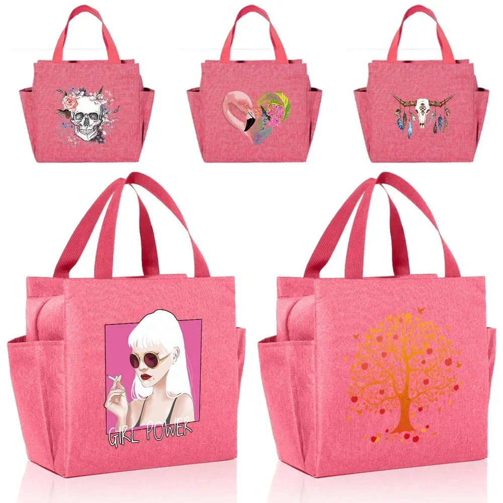 Insulated Lunch Bag Kids Food Storage Bags for Girl Teenage Pink Cute Lunch Box Design Color Series Printing Aluminum Foil