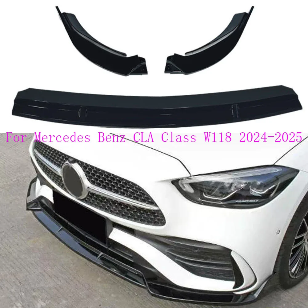 

New Front Bumper Lip Splitter Spoiler Body Kit Exterior Styling Easy Installation For Mercedes Benz CLA Class W118 2024-2025